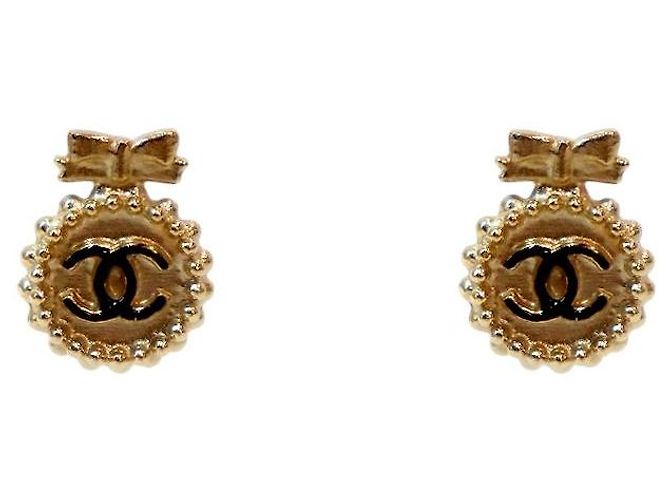 Chanel Orecchini Ribbon CC Gold Nero 
