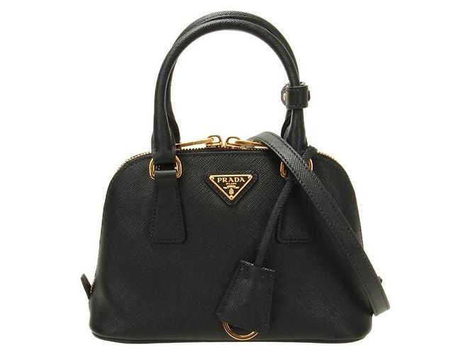 Prada Promenade Saffiano Leather Mini Bag stamp: NZV EOO Black