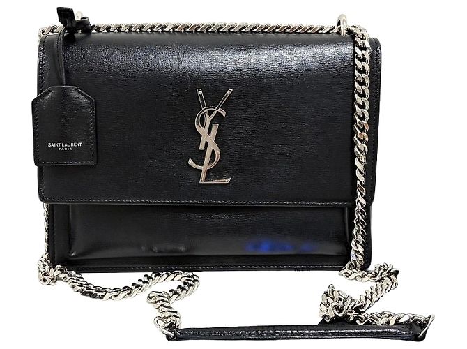 Saint Laurent Borsa a Spalla Sunset Chain Medium Nera Nero 