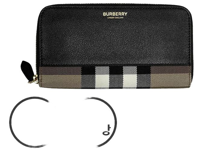 Burberry Zipper Long Wallet Around Canvas Black
