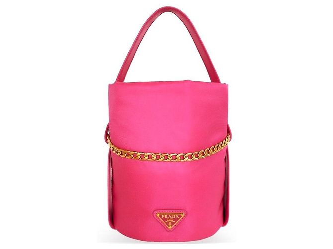 Prada Borsa a secchiello Petite Sac Noir Re-Nylon Nappa non utilizzata Rosa