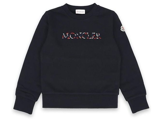 Moncler Kids Multi Color Embroidered Logo Sweatshirt (Navy) Black