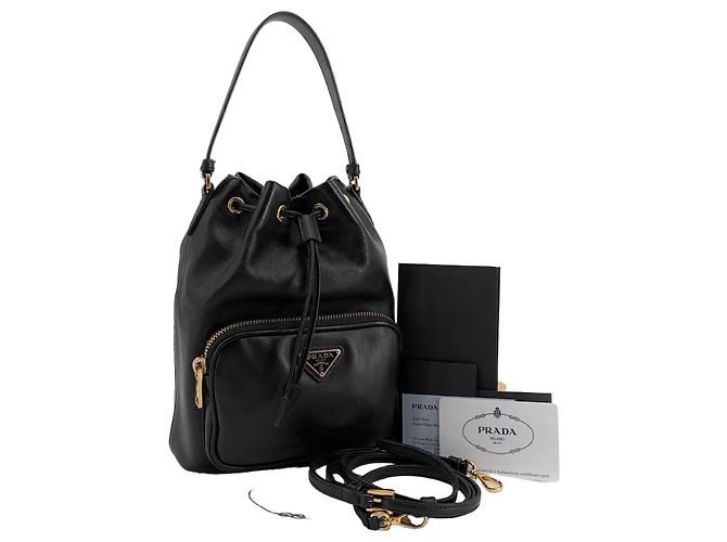 Prada Borsa a secchiello in pelle a tracolla Nero