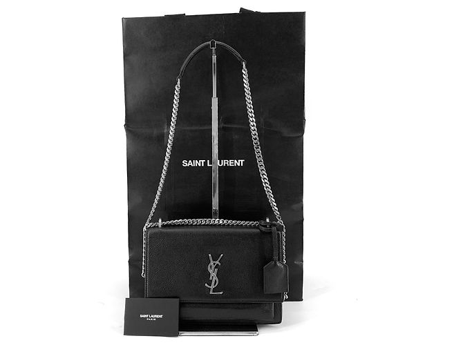 Saint Laurent Bolsa de ombro Sunset Medium em couro de bezerro preto