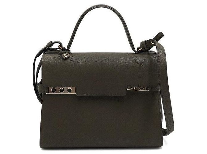 Delvaux Sac Tote Tempête MM em couro de bezerro Crispy Khaki Marrom