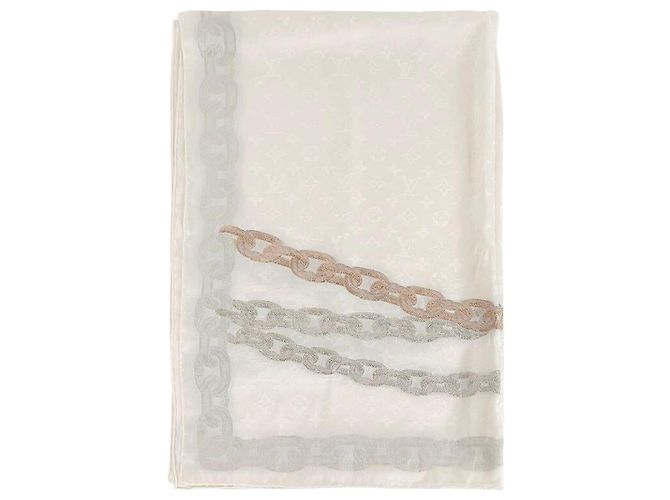Louis Vuitton Monogram Classic Schal Einheitsgröße Weiß 