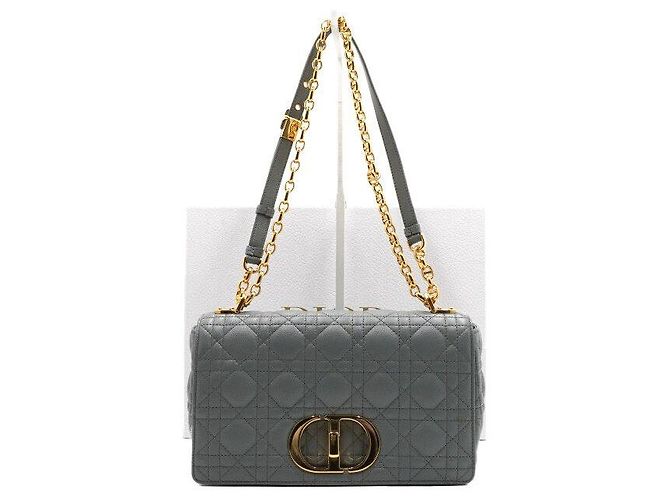 Dior Bolso de Hombro Caro Medium en Stone Grey Castaño