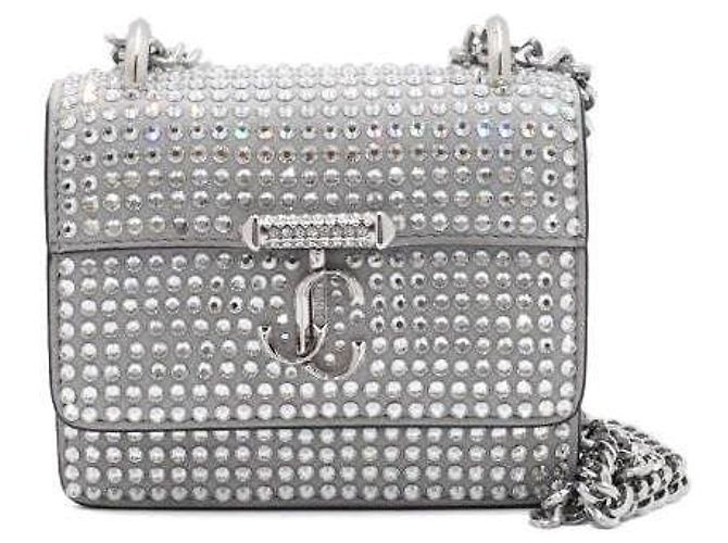 Jimmy Choo Borsa a Spalla e a Tracolla Crystal Decor Silver Chain Argento