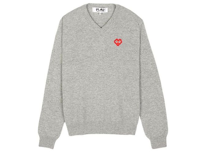 Comme Des Garcons Invader Pixel Wappen Knit AZ Strickpatch Silber