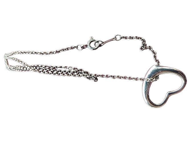 Tiffany & Co. Open Heart Halskette 925 Silber Silber Hardware