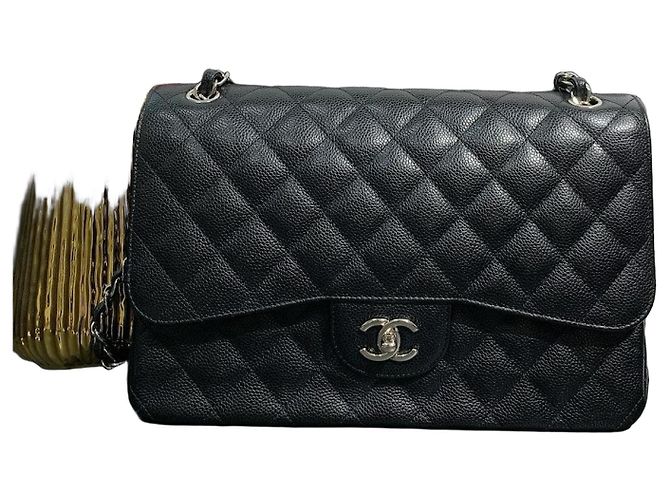 Borsa Chanel Classic Flap Large Pelle Caviar Nero