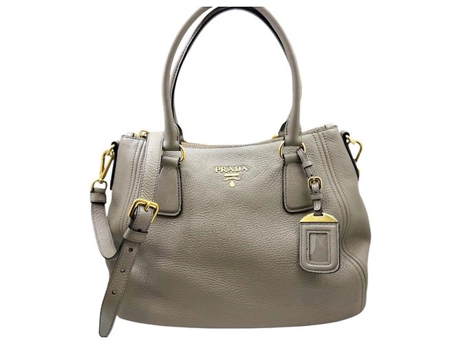 Borsa a mano in pelle Vitello Phoenix PRADA Grigio