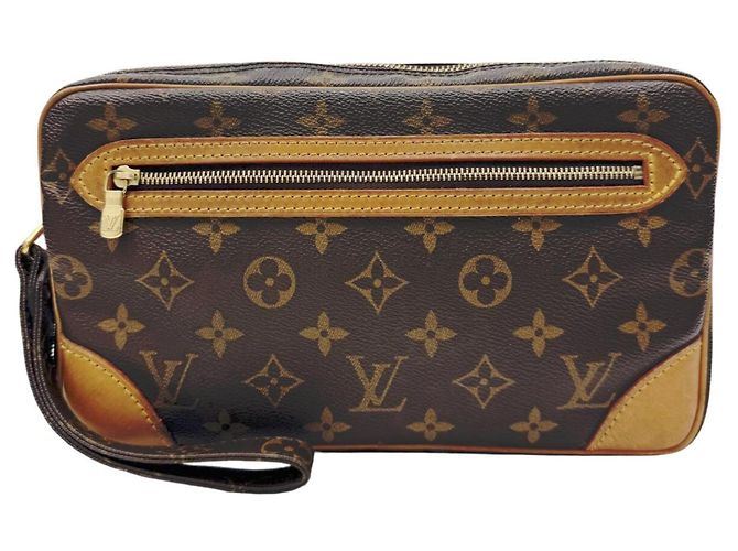 Clutch Louis Vuitton Marly Dragonne Monogram Castaño