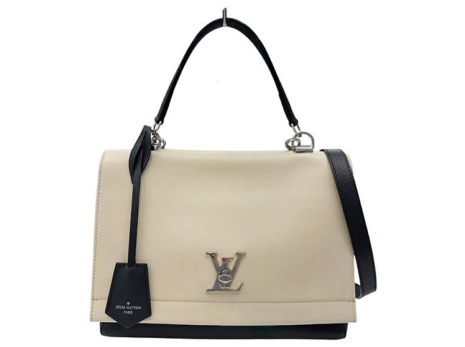 Borsa Louis Vuitton Lockme 2 Cartable Nero Beige