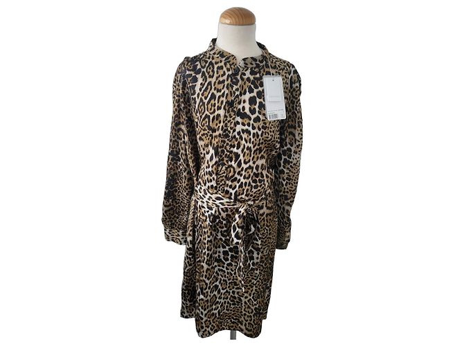 Zadig & Voltaire Kleid aus Leoparden-Satin Braun Schwarz Leopardenprint