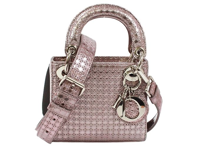 Borsa a tracolla Christian Dior Lady Micro Cannage Mini Argento