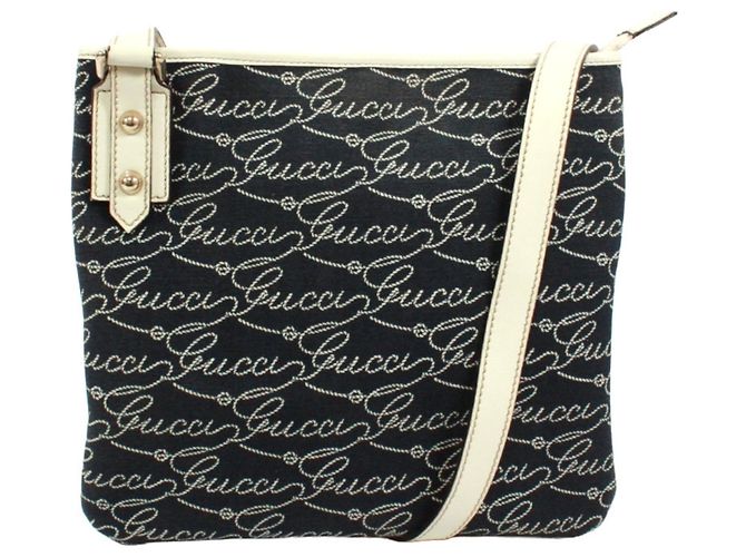 Bolsa de ombro Gucci azul marinho e branco