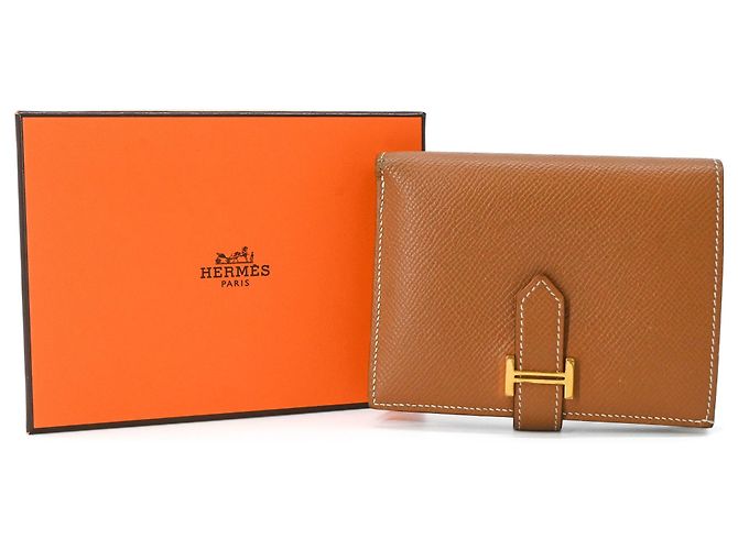 Portafoglio compatto bi-fold Hermès Bearn Marrone
