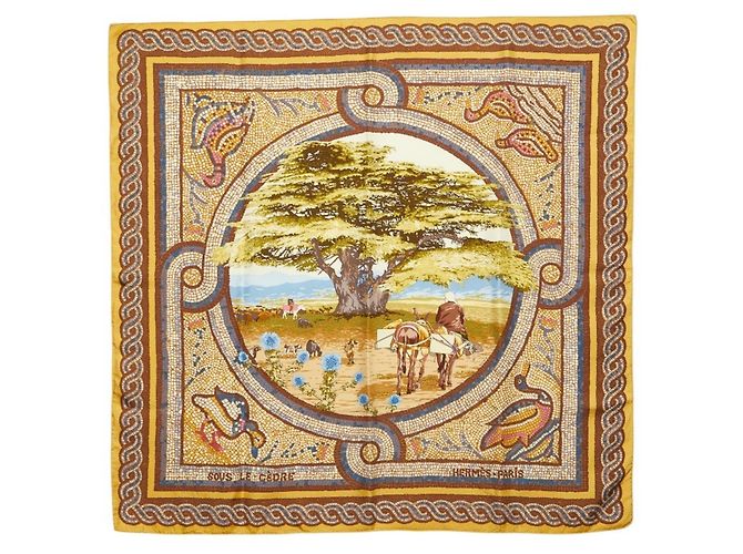 Hermès Sciarpa Hermes Carre 90 SOUS LE CEDRE Multicolore
