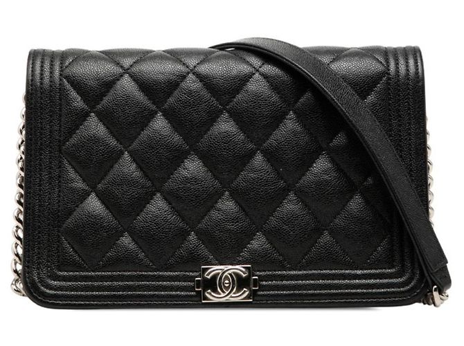 Borsa a tracolla Chanel Coco Mark Matelassé Boy Chain Wallet Nero