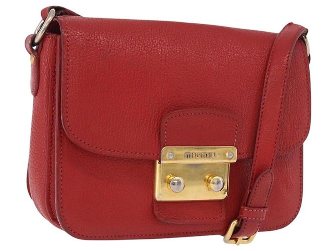 Borsa a Spalla Miu Miu in Pelle Rossa e Oro Auth bs36460 Rosso D'oro