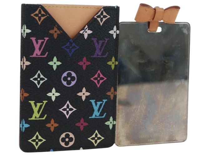 LOUIS VUITTON Monogram Multicolor Etui Hand Mirror Black M92651 LV Auth 194718V