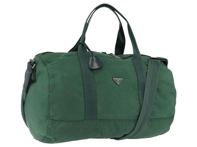 Borsa Boston PRADA Nylon 2way Verde Argento Auth 194594