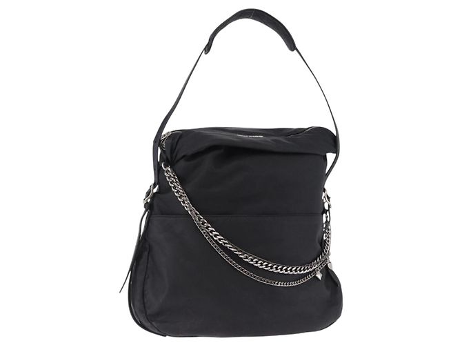 Borsa a Spalla Jimmy Choo in Pelle Nera Argento Auth bs36091A Nero