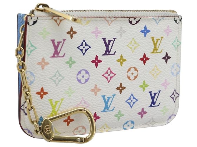 LOUIS VUITTON Monogram Multicolor Pochette Cles NM White M93733 LV Auth 195617V