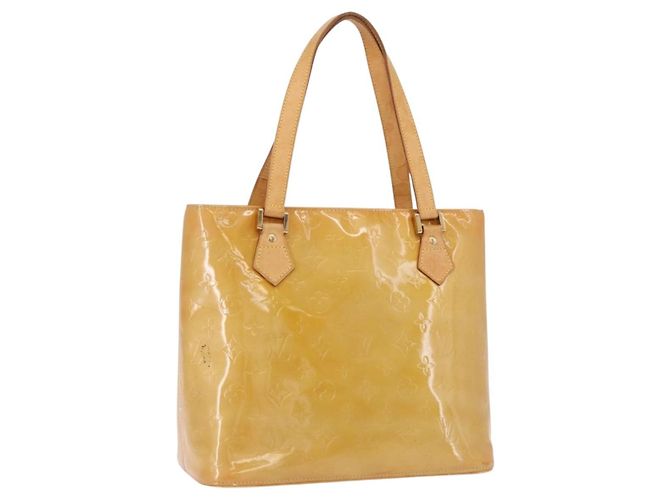 LOUIS VUITTON Sac à main Monogram Vernis Houston Beige M91004 LV Auth gh2315