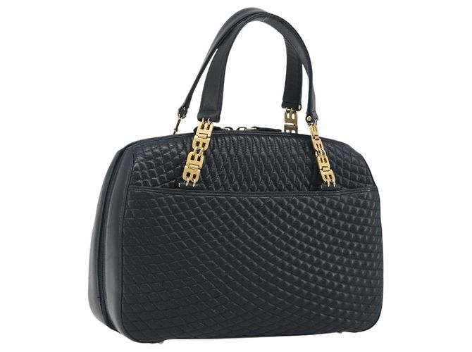 Borsa BALLY in pelle blu navy e oro Auth bs36607 D'oro