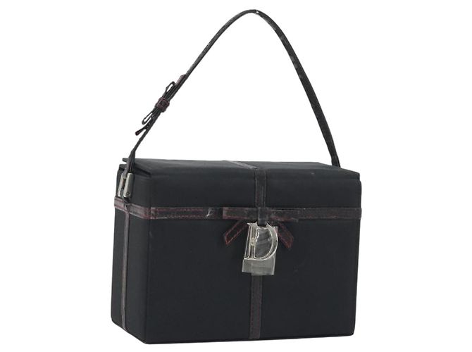 Borsa Christian Dior in nylon nero argento Auth bs36673
