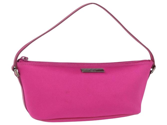 GUCCI Accessory Pouch Canvas Pink Silver 039 1103 Auth gh2280A Silvery