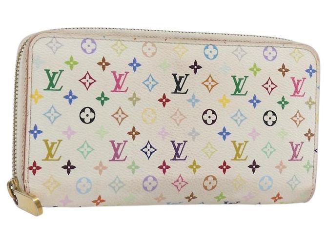 LOUIS VUITTON Monogram Multicolor Zippy Long Wallet White M60241 LV Auth 193587