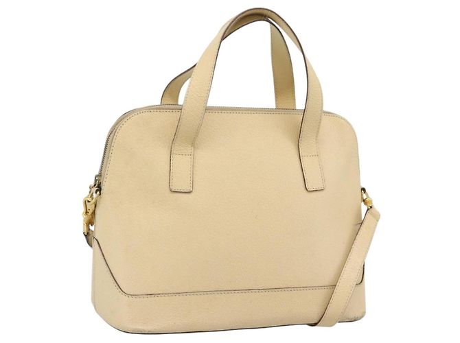 Céline Bolsa CELINE de couro 2way Marfim Ouro Auth 193579 Dourado Cru