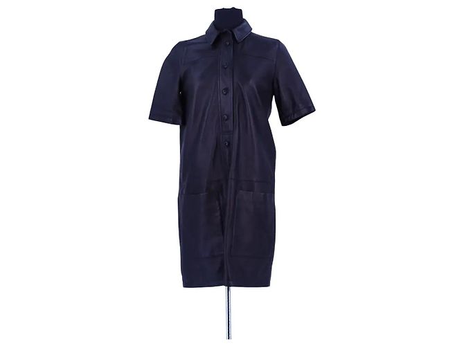 Burberry Vestido de couro preto