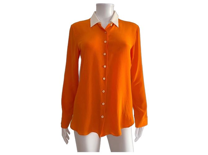 Christian Dior Camicia in Seta Colorblock Rosa Bianco Arancione