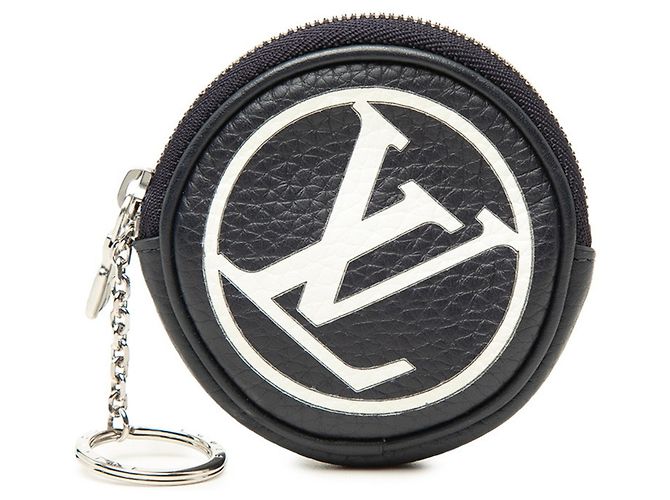 Louis Vuitton Navy Leather Keyring Navy blue