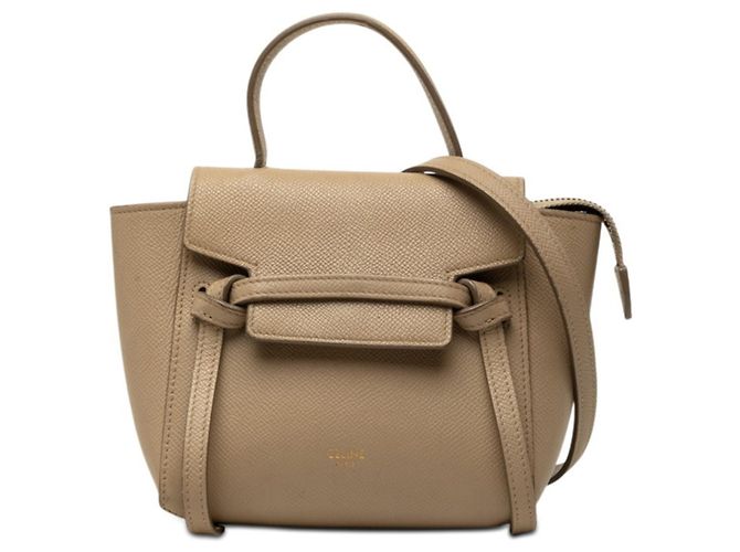 Céline Bolsa Celine Belt Bag Pico em couro bege