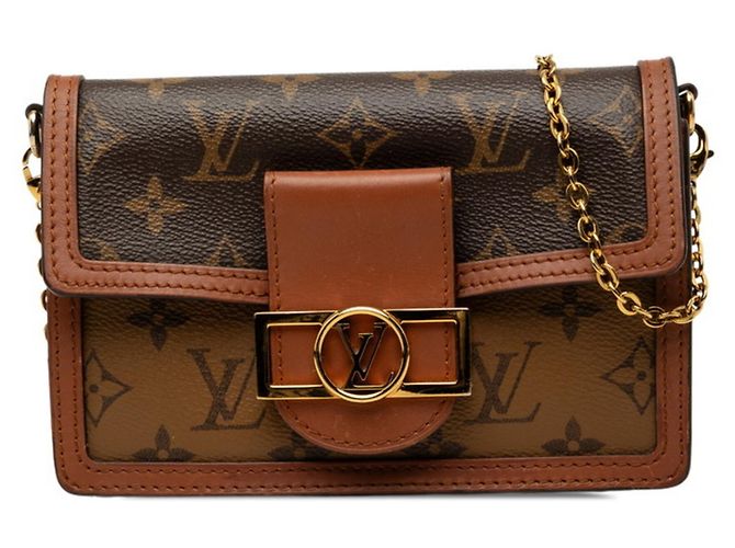 Borsa a tracolla Louis Vuitton Monogram Reverse Portefeuille Dauphine Marrone