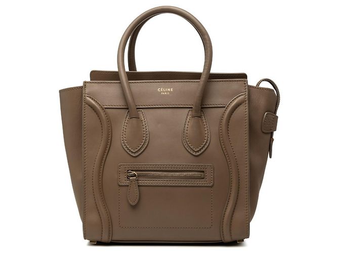 Céline Celine Luggage Micro Handbag aus beigem Leder