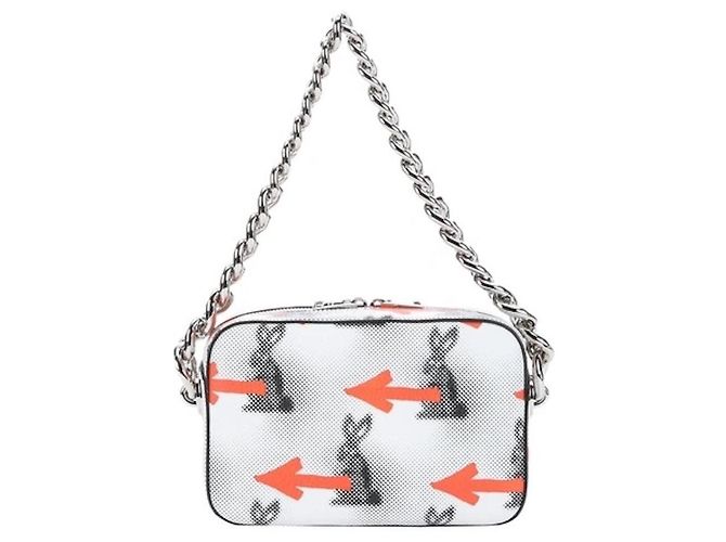 Double Sac à poignée à chaîne imprimé flèche de lapin Prada Resort 2106 Blanc