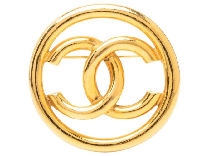 Spilla tonda vintage Chanel Coco Mark D'oro