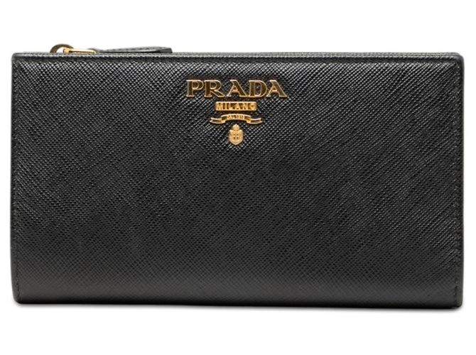 Saffiano Prada Bi-fold Wallet 1ML009 Black Pink