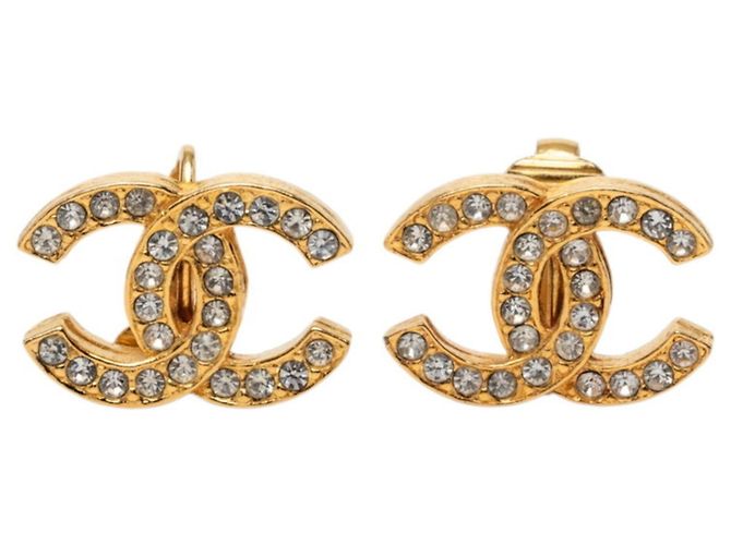 Orecchini a clip Chanel placcati oro e strass D'oro