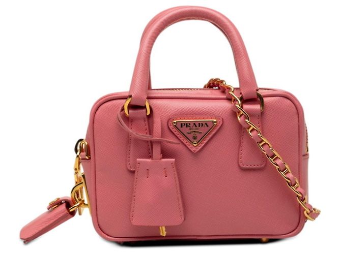 Saffiano Mini sac à main avec plaque logo Triangle Prada Rose