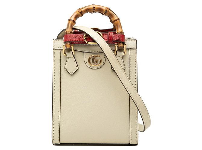 Gucci Bamboo Diana Mini Tote Bag Weiß Roh