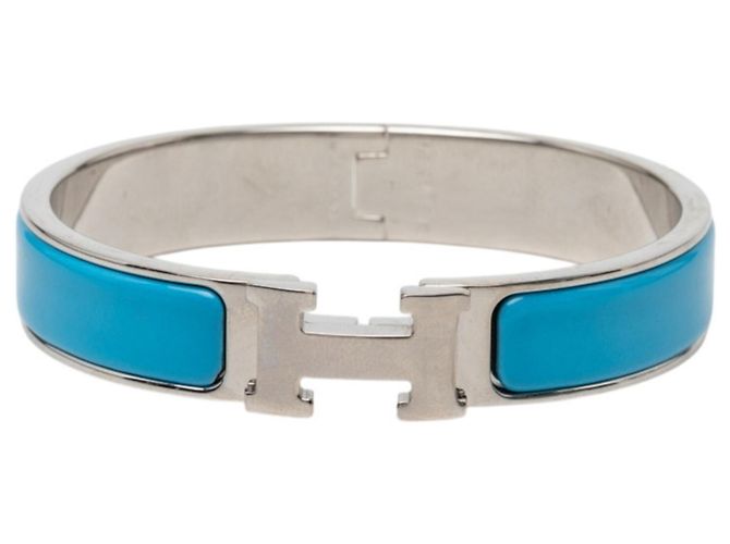 Hermès Emaille-Armband Hermes Click H PM Silber Blau 