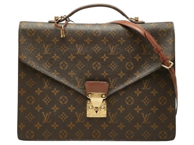 Sac à main Louis Vuitton Monogram Portedocuments Bandoulière Marron