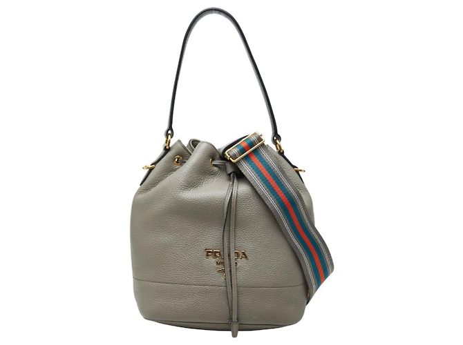 Prada Logo Handtasche Schultertasche Grau